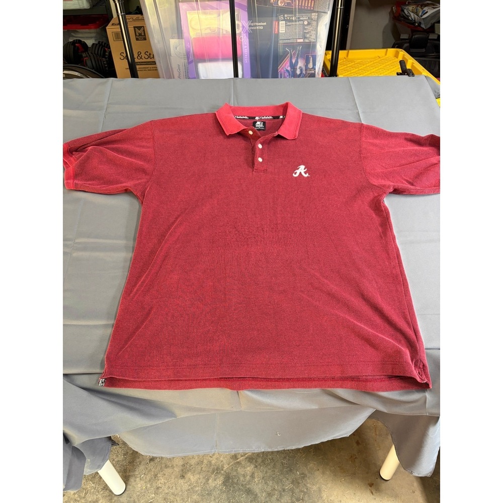 Team Starter Mens Alabama Crimson Tide Burgundy‎ Ribbed Polo Shirt Short Sleeve